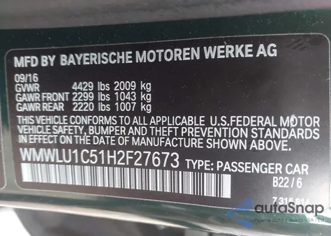 2017 Mini Clubman Cooper z USA, uszkodzony, nr VIN WMWLU1C51H2F27673